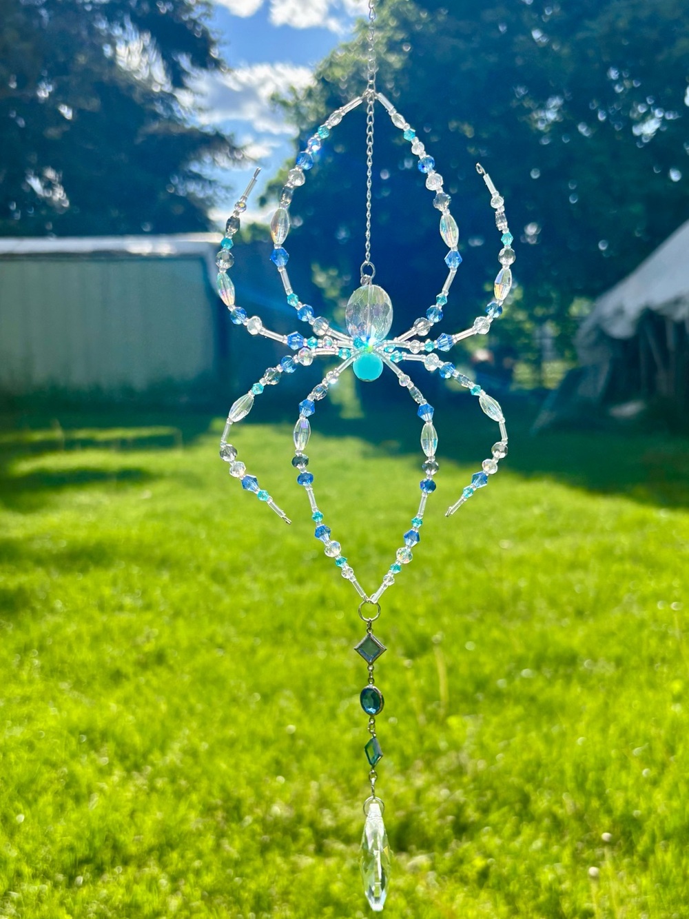 Crystal beaded spider suncatcher.